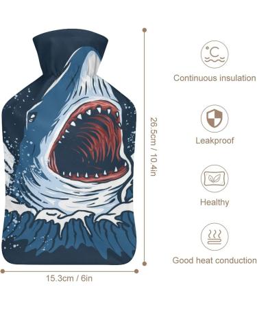 Shark Hot Water Bottle with Plush Cover - Hand Warmer for Adults & Kids | 26.5x15.3cm - Shop Internationally! - Buy Online on GoSupps.com