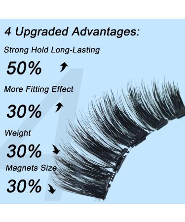 Magnetic Eyelashes Set - 4 Pairs Natural 3D Reusable False Eyelashes with Clips | No Glue Easy Wear DIY Kit Gift - Buy Online on GoSupps.com