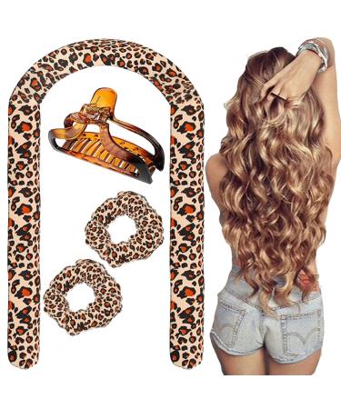 Curling overnight curlers overnight headband curlers curls while sleeping heat -free curly stitch headband silk bands hair curls make long hair overnight - leopard pattern