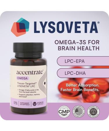 Omega w/LYSOVETA LPC | EPA & DHA Supplements for Brain Health | Focus Attention Memory & Mood | 6X Higher Absorption Than Fish Oil | Omega-3 Fatty Acid Supplements | Highest Potency LPC-DHA 30 Count (Pack of 1) - Buy Online on GoSupps.com