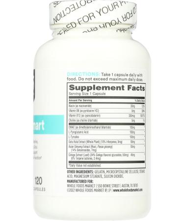 365 by Whole Foods Market Think Smart with B Vitamins Amino Acids Ginkgo Asian Ginseng Gotu Kola & Choline 120 Capsules 120 Count (Pack of 1) - Buy Online on GoSupps.com