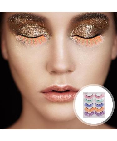 FOMIYES 20 Pairs Colored False Eyelashes - Handmade Rainbow Luxurious Synthetic Fiber Makeup Lashes | 5D Soft Fake Lashes (Pack of 1 - Buy Online on GoSupps.com
