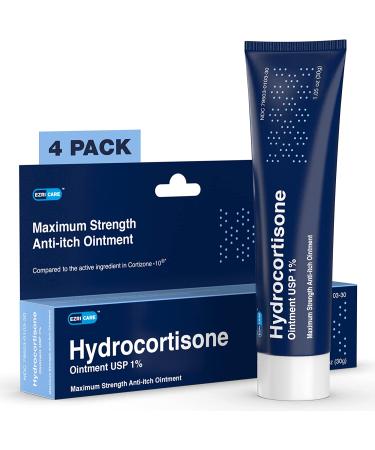Hydrocortisone Ointment USP 1% 1.05oz - Maximum Strength Anti-Itch Relief for Rash, Allergy, Psoriasis, Eczema - Mosquito & Bug Bite Itch Relief - 4 Pack - Buy Online on GoSupps.com