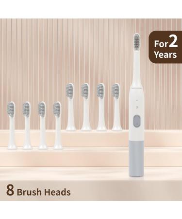 Sonic Electric Toothbrush for Adults - Rechargeable 8 Brush Heads 6 Modes 90 Days Battery Life Timer - Off-White - Buy Online on GoSupps.com
