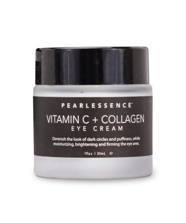 Pearlessence Vitamin C + Collagen Eye Cream | Helps Reduce Puffiness & Diminish Look of Dark Circles | Moisturizing to Brighten & Firm Eyes | Made in USA & Cruelty Free (1oz)