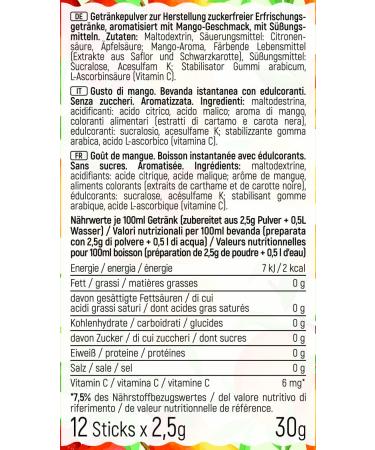 Buy Intick Sugar-Free Instant Mango Drink | Vegan & Low-Calorie | 12 x 0.5-1L Pack | Vitamin C Powdered Beverage - Buy Online on GoSupps.com