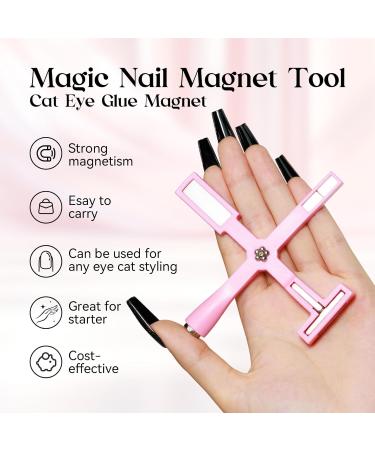 MIZHSE 5 in 1 Cat Eye Nail Magnet Tool | Multi-Function Magnetic Stick for 3D Nail Art | DIY & Salon Essential | Pink - Buy Online on GoSupps.com