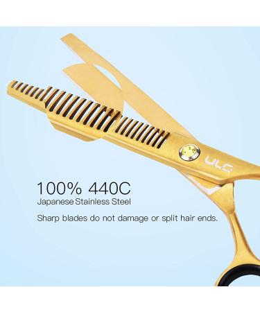 Professional Hair Thinning Scissors 6.5 - Japanese Stainless Steel Barber Shears with Detachable Finger Ring - Gold - Buy Online on GoSupps.com