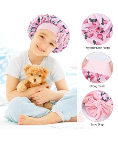 Arqumi Kids Satin Sleeping Bonnet 2-Pack - Pink+Purple Patterned Hair Bonnets for Children - Buy Online on GoSupps.com
