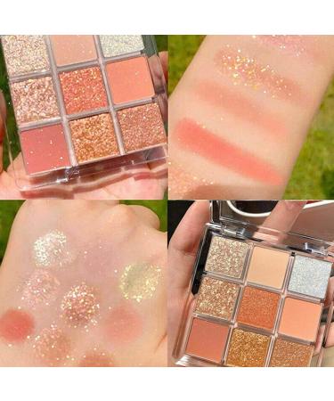 PICKX 9 Colors Glitter Eyeshadow Makeup Palette Matte High Pigmented Colorful Creamy Texture Eye Shadow Powder Natural Waterproof Long Lasting Eyeshadow Powder Cosmetics (pink+orange) - Buy Online on GoSupps.com
