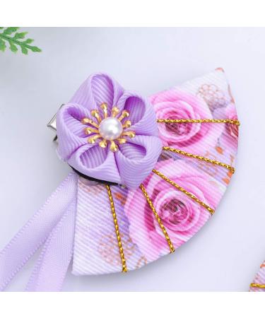 Amosfun Cherry Blossom Hair Clip & Pin Set - Japanese Tsumami Kanzashi Hair Accessories for Women - Purple Yukata Style - Buy Online on GoSupps.com