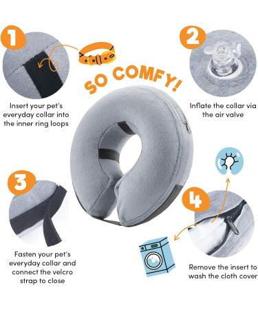 Bencmate Inflatable Dog & Cat Recovery Ruff - Leak Protection Collar for Wounds | Small Gray (Neck 5-8) - Buy Online on GoSupps.com