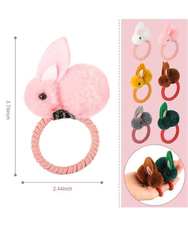 Easter Hair Ties for Kids - 12 Pcs Stuffed Rabbit Style Cute Animal Scrunchies - Buy Online on GoSupps.com