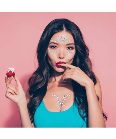 Duufin 12 Sets Rave Jewels - Mermaid Face Gems & Crystal Tears Temporary Tattoos for Festival Party - Buy Online on GoSupps.com