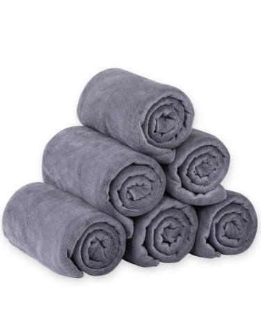 JML Microfiber Bath Towel Sets (6 Pack, 27" x 55") -Extra Absorbent, Fast Drying, Multipurpose for Swimming, Fitness, Sports, Yoga, Grey 6 Count Grey 6 Pack