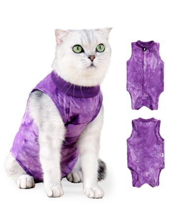 Yoolhamy Katzenbody After op professional recovery suit for cats cats body for cats operation castration e-neck band alternative for cat anti-lick wound for abdominal wounds small violet