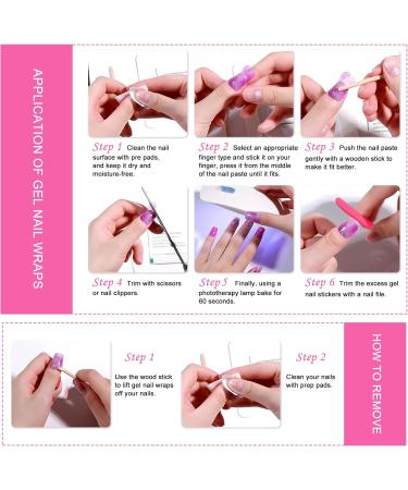 Semi Cured Gel Nail Strips - 16 Pcs Glitter Self-Adhesive Polish Stickers French Manicure Kit - Hot Pink - Buy Online on GoSupps.com