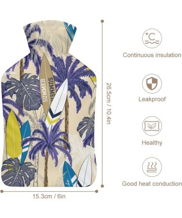 Blue Palm Hot Water Bottle with Plush Cover - Bed Warmer for Adults & Children | 26.5x15.3cm - International Shipping Available - Buy Online on GoSupps.com