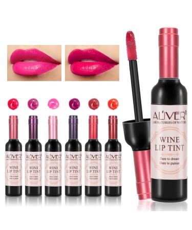 Wine Lip Tint, 6 Colors Wine Liquid Lipstick, Long Lasting Moisturizing Lip Gloss Set, Waterproof Wine Lip Tint Set Matte Lip Stain Liquid Lipstick, Matte Lip Stain Liquid Lipstick for Women, Girls, Girlfriends, Moms