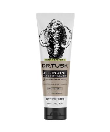 DR. TUSK Mens Body Wash and Shampoo | 2-IN-1 Hair and Body Shower Gel for Men | Hempseed Oil, Caffeine and Dragon's Blood | Siberian Cedarwood | 10.1 fl oz