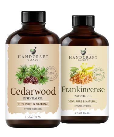 Handcraft Blends Ground & Center Set: Frankincense and Cedarwood Essential Oils (2 x 4 Fl Oz) 100% Pure & Natural for Diffuser Aromatherapy and DIY Projects