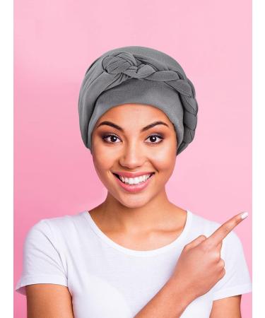 3-Piece Head Wrap Turban Set - Pre-Tied Twisted Braid Hair Cover, Headwrap Hats for Women & Girls in Black, Gray, and Light Blue - Classy Style - Buy Online on GoSupps.com