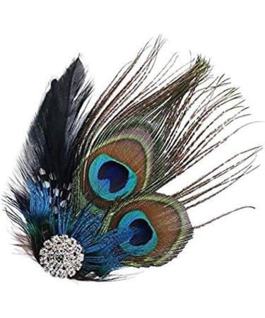 Feather Peacock Hair Clip Fascinator Clip Natural Feather Fascinator Barrette with Sparking Rhinestone Hair Fascinators for Wedding Party - Buy Online on GoSupps.com