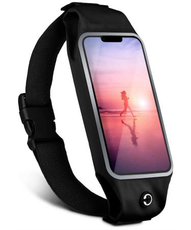 Moex Passel Mobile phone for Samsung Galaxy A54 5g running bag Jogging bag waterproof slim running Belt flexible with a viewing window holding strap for jogging belly pocket sport black unity