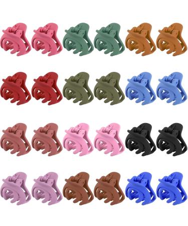 24 Pcs Small Hair Clips 1.57 Inch Small Hair Claw Clips Tiny Hair Jaw Clips for Thin Hair/Medium Thick Hair Matte Small Claw Clips Octopus Clip Nonslip Claw Hair Clips for Women and Girls 12 Colors