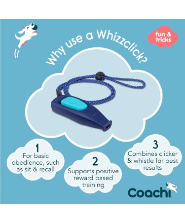 Coachi Whizzclick 2-in-1 Dog Training Clicker & Whistle | Recall & Reward Tool with Reflective Lanyard | Navy/Light Blue | Suitable for Dogs & Puppies - Buy Online on GoSupps.com