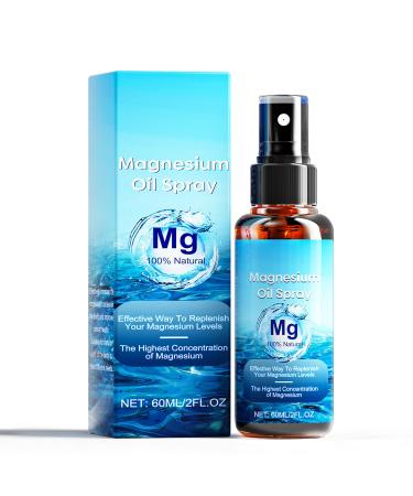 Magnesium Oil Spray 100% Pure Natural Magnesium Oil Extra Strength 60Ml Skin & Body Organic Magnesium Chloride Oil Spray Liquid Magnesium Skin Spray for Feet New-blue