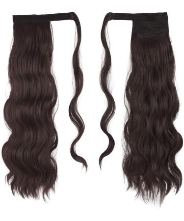 FESHFEN 60cm Long Wavy Ponytail Extension in Black Cherry Brown - Clip-in Synthetic Hairpiece for Women 23.62 inch - Buy Online on GoSupps.com