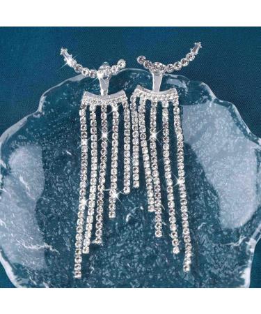 Buy Vintage Rhinestone Chandelier Drop Earrings | Crystal Ear Climbers & Silver CZ Tennis Chain Jewelry for Women - Buy Online on GoSupps.com
