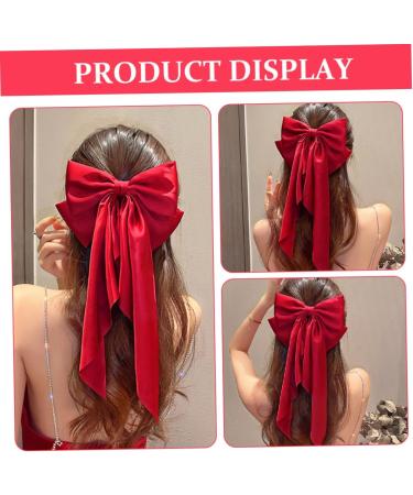 Healeved Satin Ribbon Hairpin Barrettes for Teen Hair Ribbons Hair Bows for Teen Large Hair Bows for Red Bow for Hair Ribbon for Hair Bow Barrettes Women Big Hair Bows - Buy Online on GoSupps.com