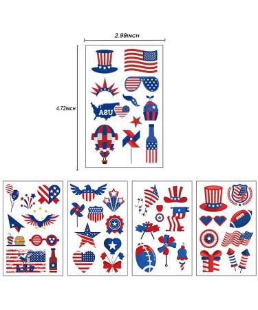 July 4th Temporary Tattoos - 100pcs Assorted Waterproof Body Stickers for Independence Day Party - Red White Blue Designs for Adults, Kids, Teens - 10 Sheets Flag Decorations - Buy Online on GoSupps.com