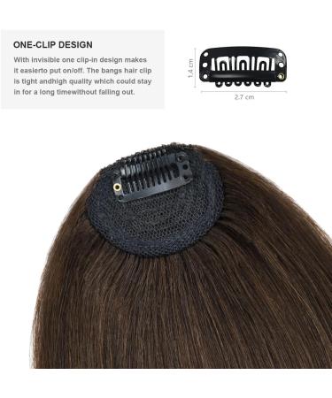 BUYOGET Clip in Fringe Human Hair Extension Medium Brown Straight Remy Fringe Clip on Bangs Hair Clip for Women Girls #4 Medium Brown - Buy Online on GoSupps.com