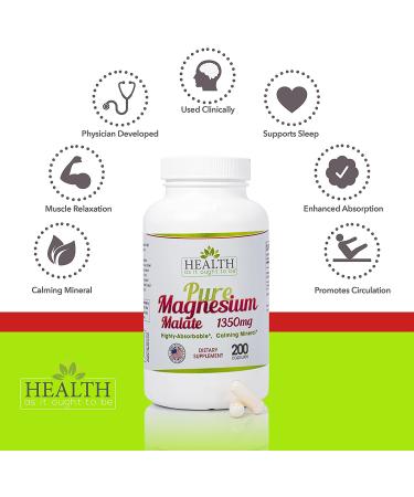 Pure Magnesium Malate 1350mg - 200 Capsules | Physician Formulated Calming Mineral - Buy Online on GoSupps.com