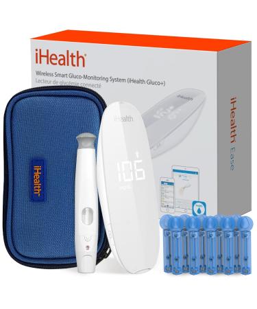 iHealth Gluco Plus Smart Blood Glucose Meter Wireless Blood Glucose Monitor 1 Lancing Device 10 Count 30 Gauge Lancets and 1 Carrying Case