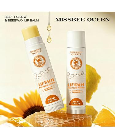 Beef Tallow Lip Balm with Original Beeswax Dual-layer Hydrating Moisturizing for Dry Lips Smooths Texture Delivers Softness & Enhances Natural Shine Unscented 2PC (0.5 oz / 15g / 1pc) - Buy Online on GoSupps.com