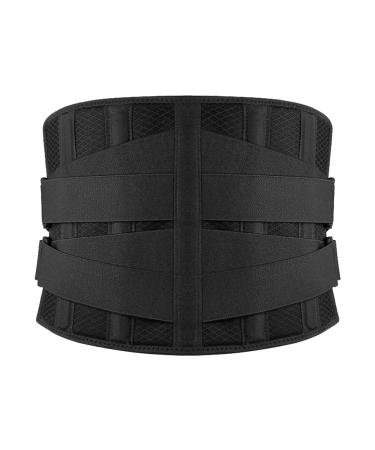 Lumbar support belt breathable waist support belt sports and fitness training anti-slip waiver for herniated disc sciatica pain relief black XL XL black black