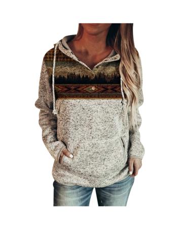 Aniywn Womens Geometric Print Drawstring Hoodies Long Sleeve Casual Hooded Sweatshirts Pullover Tops with Pockets 3X-Large Wine
