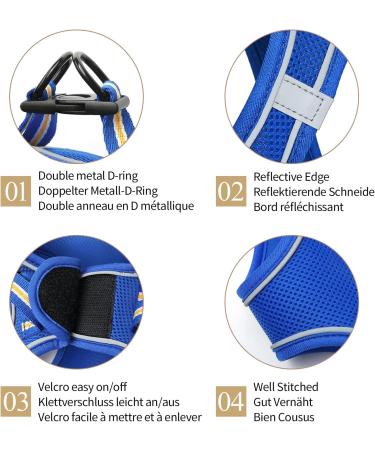 Heele Dog Harness for Small & Medium Dogs - Adjustable Reflective Soft Mesh in Royal Blue (2XS) - Breathable & Comfortable - Buy Online on GoSupps.com