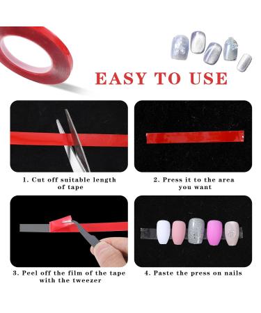 32FT Double Sided Nail Tape - Strong Waterproof Adhesive for Nail Art & Salon Supplies | Traceless Clear Mounting Tape with Tweezer - Buy Online on GoSupps.com
