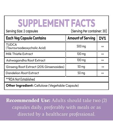 AIKOURA HERBS Tudca Capsules Natural Liver Support Supplement 800mg 60 Veg Capsules with Ginseng Ashwagandha & Milk Thistle - Buy Online on GoSupps.com