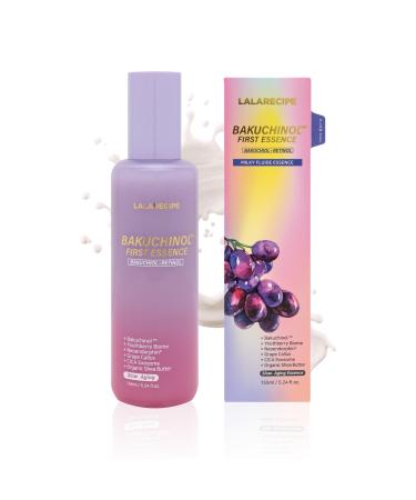LALARECIPE Bakuchiol First Essence Hydrating Milky Korean Toner with Retinol Liposome, Shea Butter & Peptides Vegan Skincare for Wrinkle Care & Elasticity (5.24 fl oz)