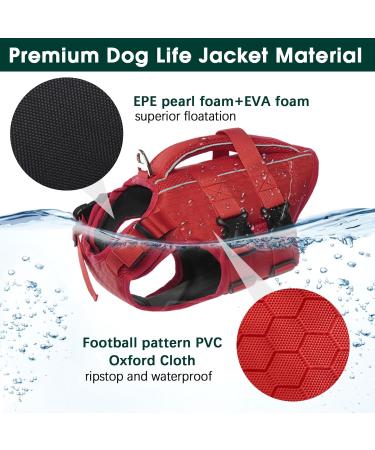 Kuoser Adjustable Dog Lifeguard Vest - Ripstop & High Swimming Capacity for Small to Large Dogs - Perfect Pet Swimming Suit for Beach - XS Red - Buy Online on GoSupps.com