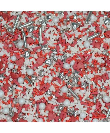 Christmas Kisses Red & White Christmas Sugar Sprinkles edible cake decorations (120g)