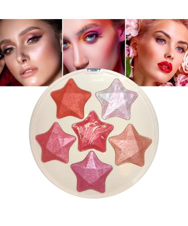 Blush Palette With Highlighter | Long Lasting Shimmer Blush Palettes 6 Colors Pentagram Shape Makeup Accesoories For Girlfriend Mother Women Girl And Daughter Rowces 01