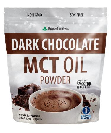 Opportuniteas MCT Oil Powder, Keto Creamer for Coffee, Tea, Drinks&Smoothies, Low Carb Keto Friendly, Boost Energy&Mental Focus, Supplement for Ketogenic Diet, Gluten Free&Non-GMO, Dark Chocolate 6 oz Dark Chocolate 6 Ounc