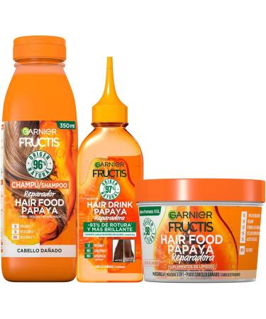  Garnier Garnier Fructis Shampoo + Hair Treatment Drink + Mask for Damaged Hair with Clean Repairing Papaya 3-Piece Set - Buy Online on GoSupps.com